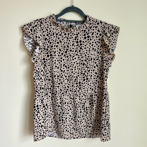 Tops - NWT Ruffle Animal Print Babydoll Tunic Top